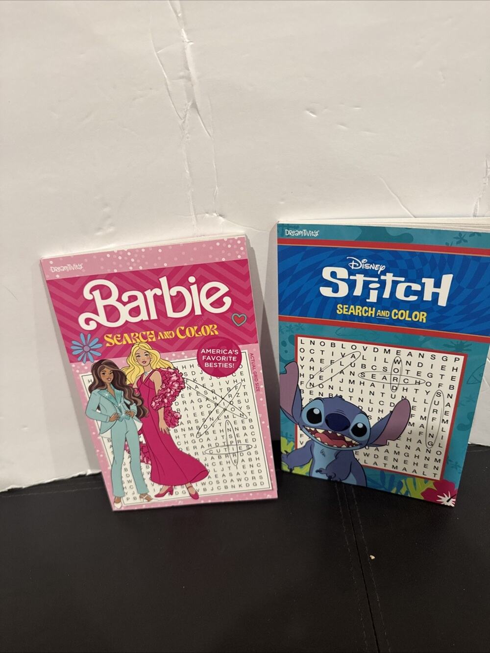 Dreamtivity Barbie Disney Stitch Search and Color Activity Books Lot of 2 New